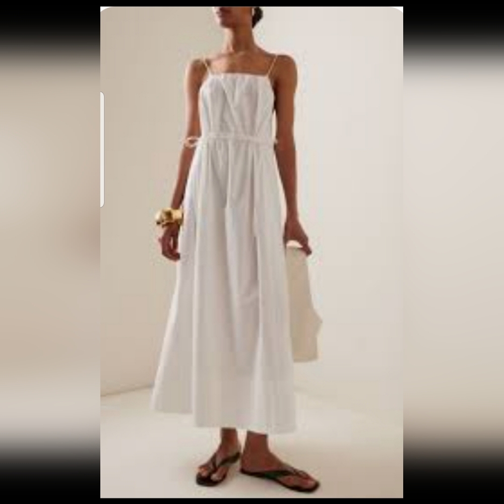 Banana Republic White Spaghetti Strap Dress With Belt And Pockets S